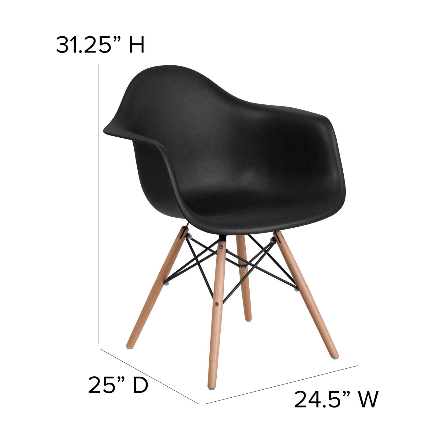 Black Plastic/Wood Chair FH-132-DPP-BK-GG