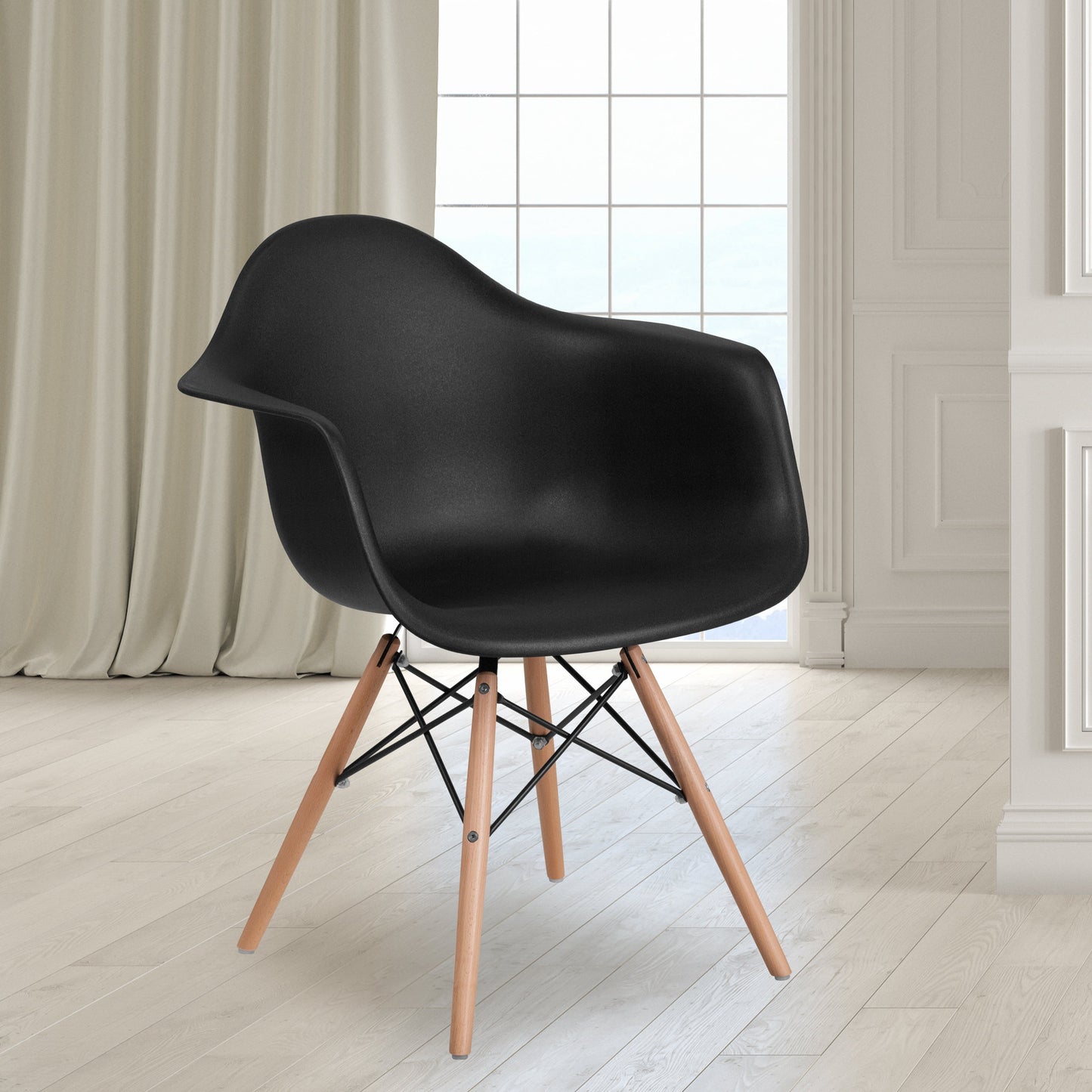 Black Plastic/Wood Chair FH-132-DPP-BK-GG