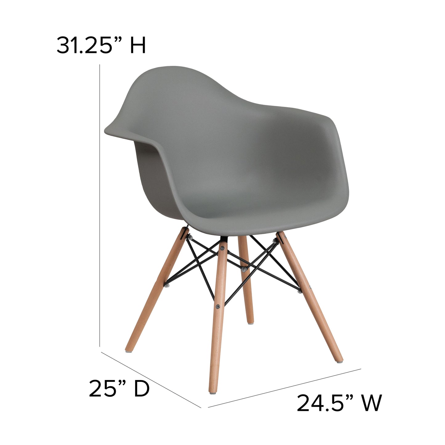 Gray Plastic/Wood Chair FH-132-DPP-GY-GG