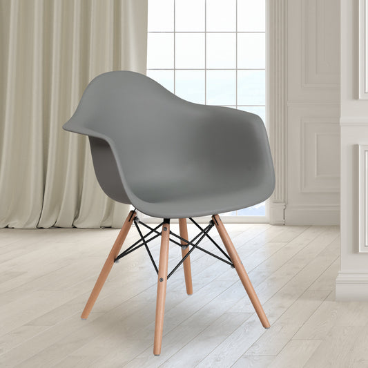 Gray Plastic/Wood Chair FH-132-DPP-GY-GG