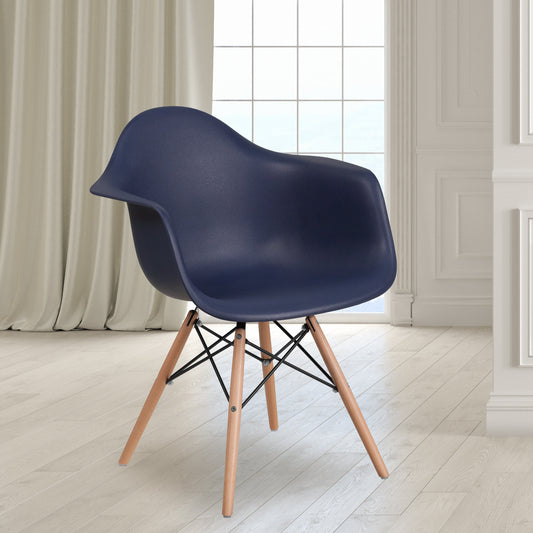 Navy Plastic/Wood Chair FH-132-DPP-NY-GG