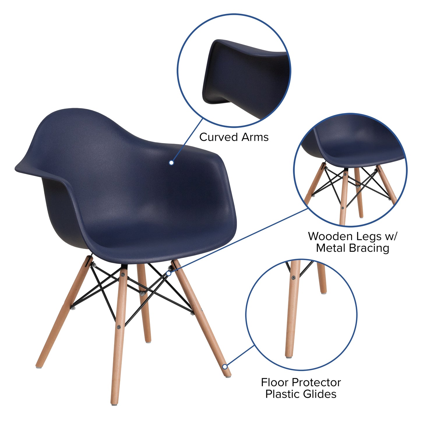 Navy Plastic/Wood Chair FH-132-DPP-NY-GG