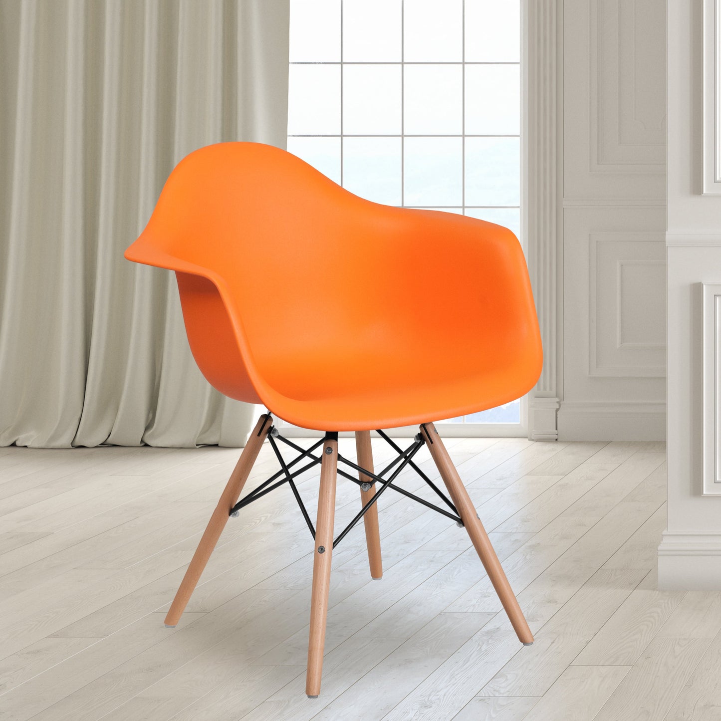 Orange Plastic/Wood Chair FH-132-DPP-OR-GG