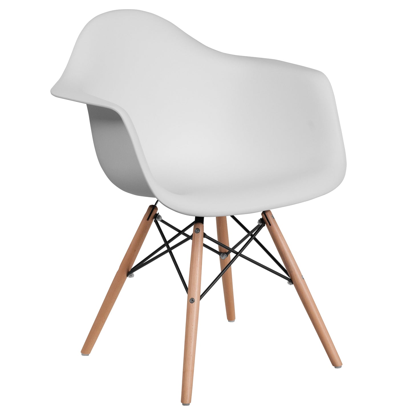 White Plastic/Wood Chair FH-132-DPP-WH-GG