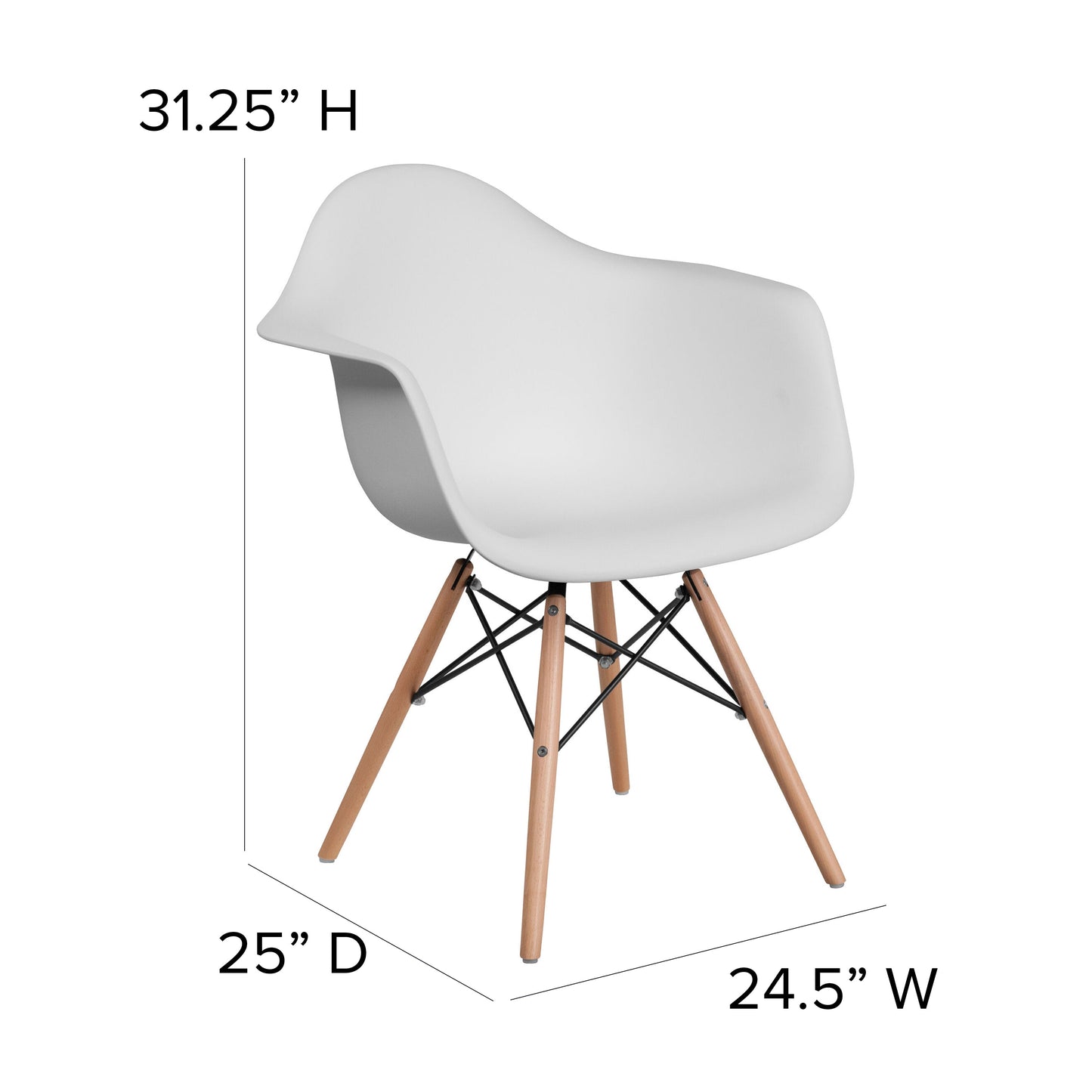 White Plastic/Wood Chair FH-132-DPP-WH-GG