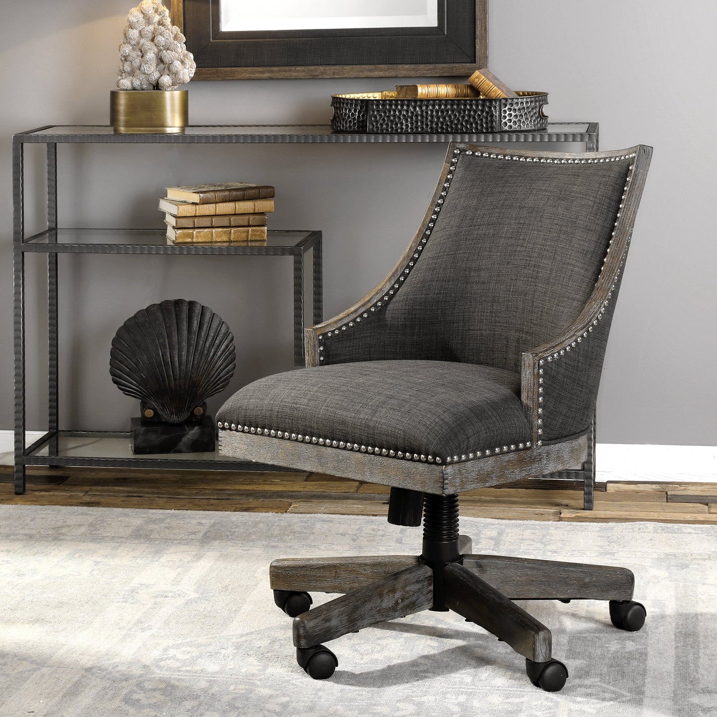 Uttermost Aidrian Charcoal Desk Chair