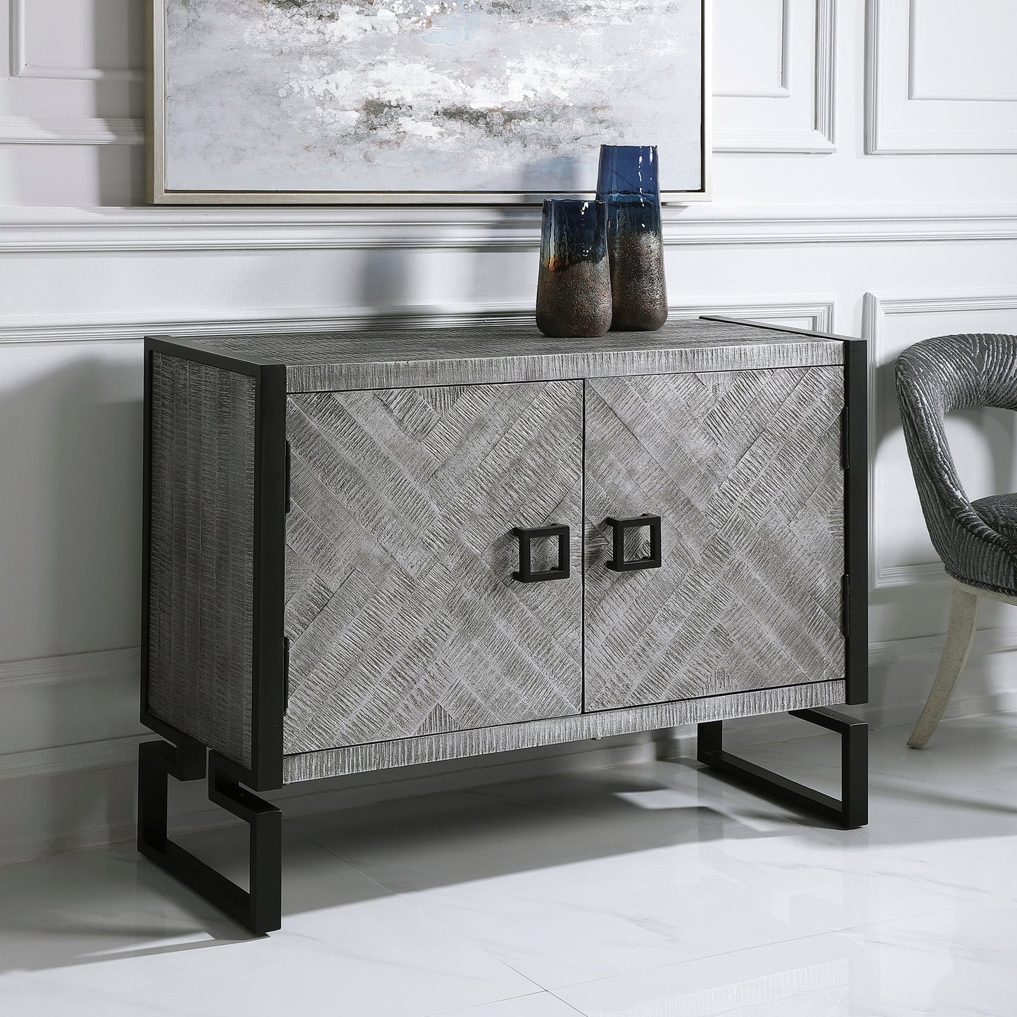 Uttermost Keyes 2 Door Gray Cabinet