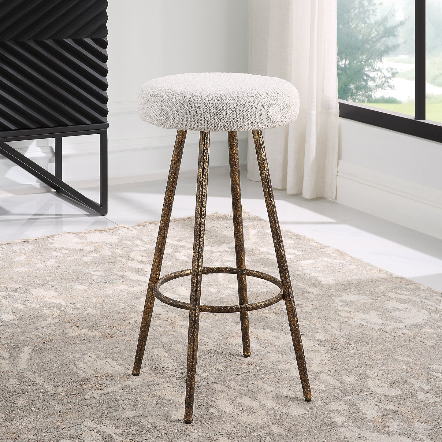 Uttermost Braven White Fabric Counter Stool