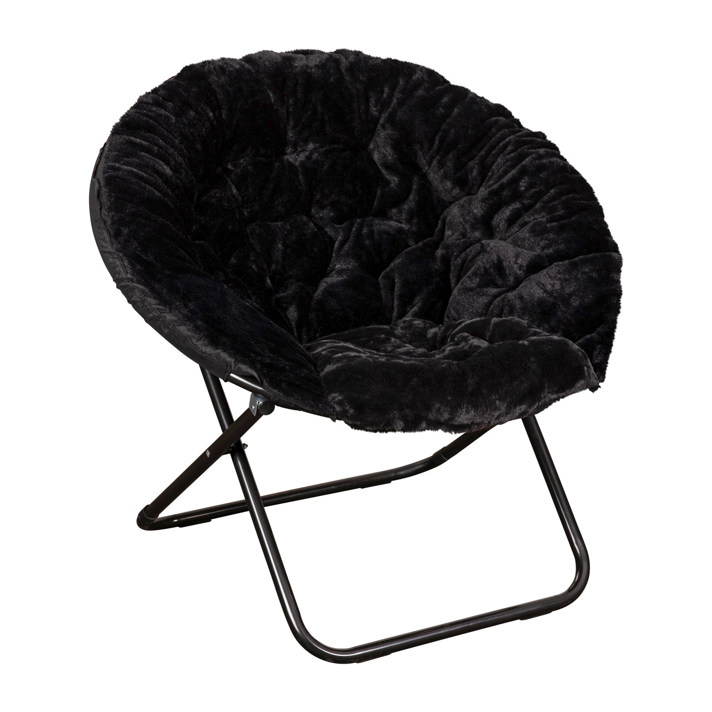 Black XL Fur Saucer Chair FV-FMC-025-BK-BK-GG