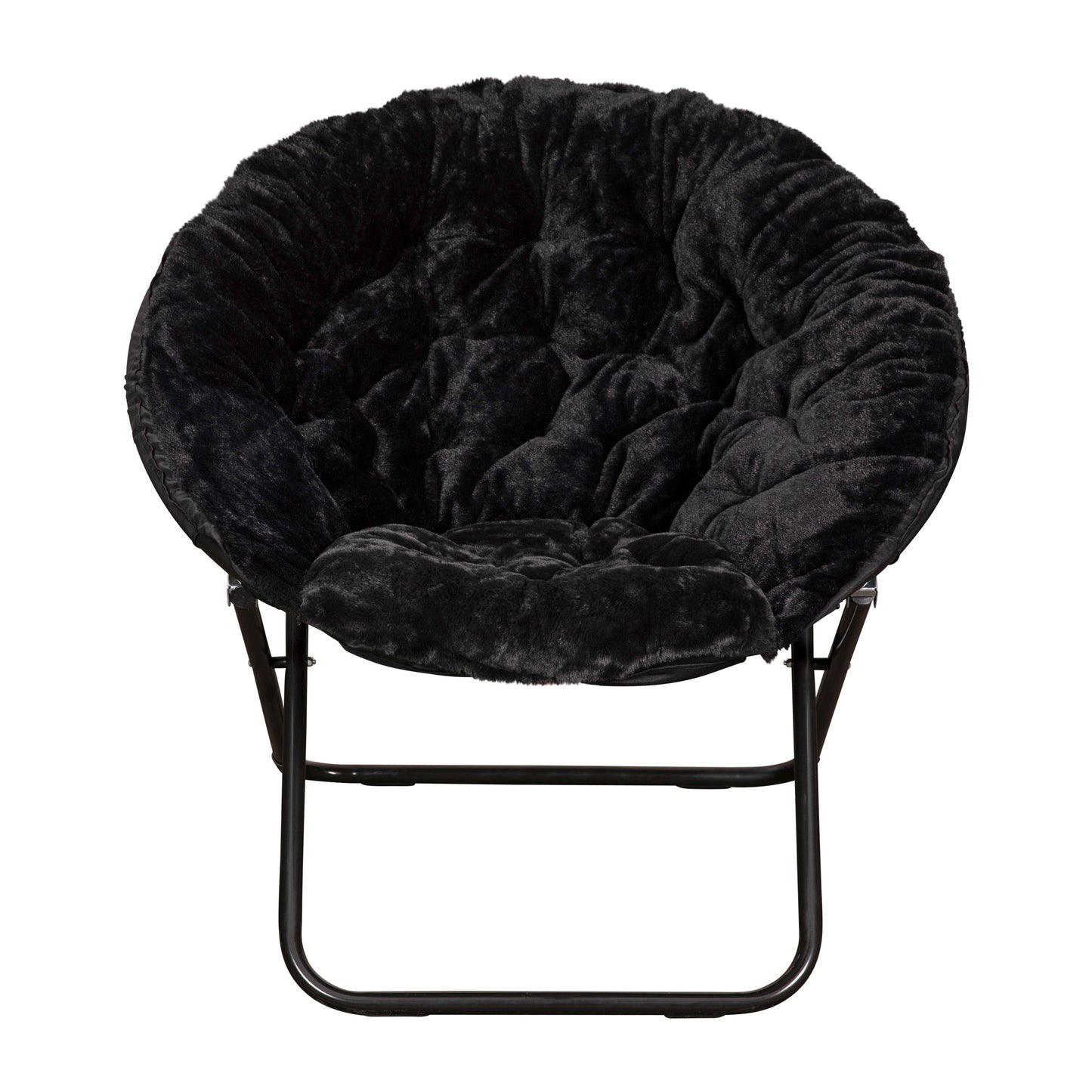 Black XL Fur Saucer Chair FV-FMC-025-BK-BK-GG