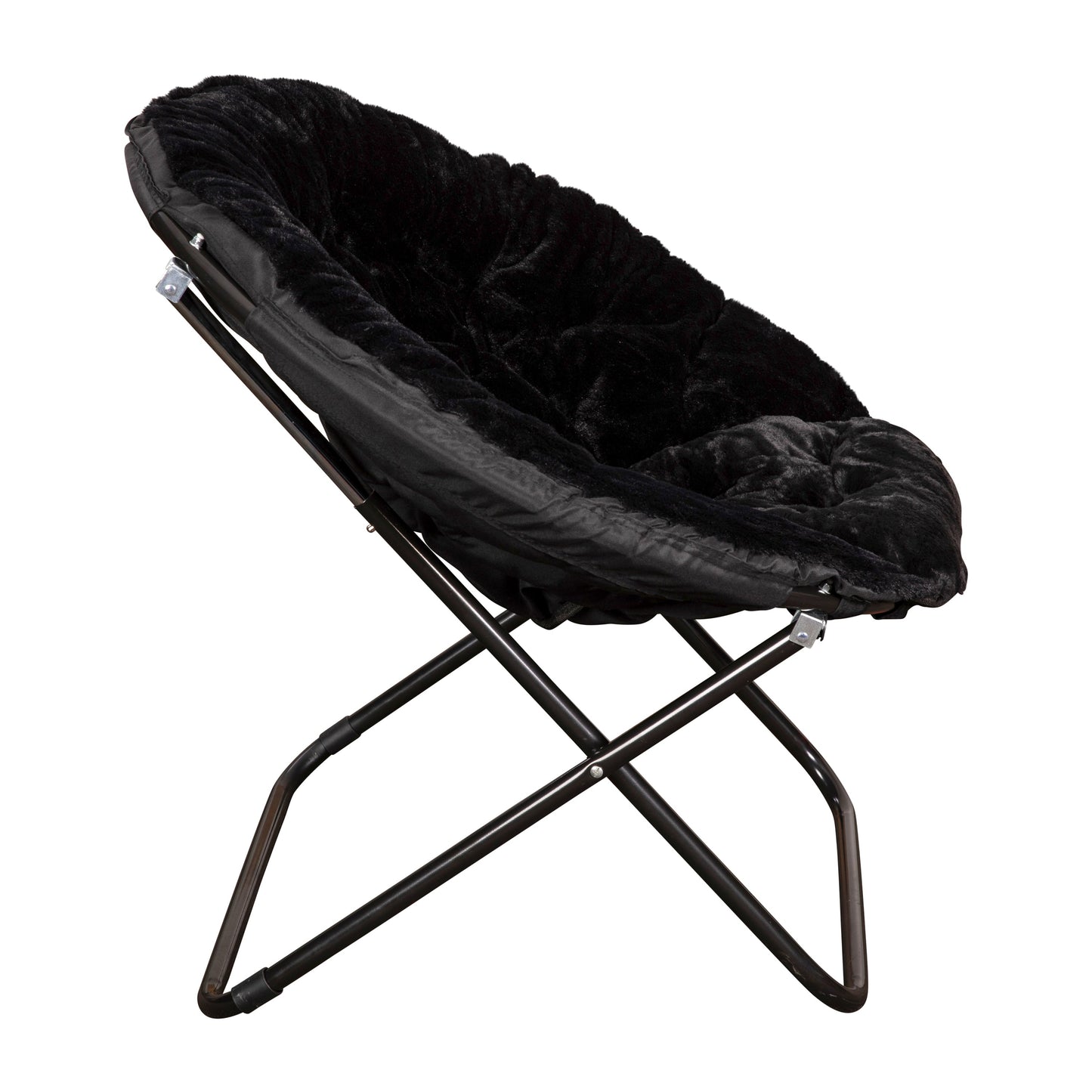 Black XL Fur Saucer Chair FV-FMC-025-BK-BK-GG