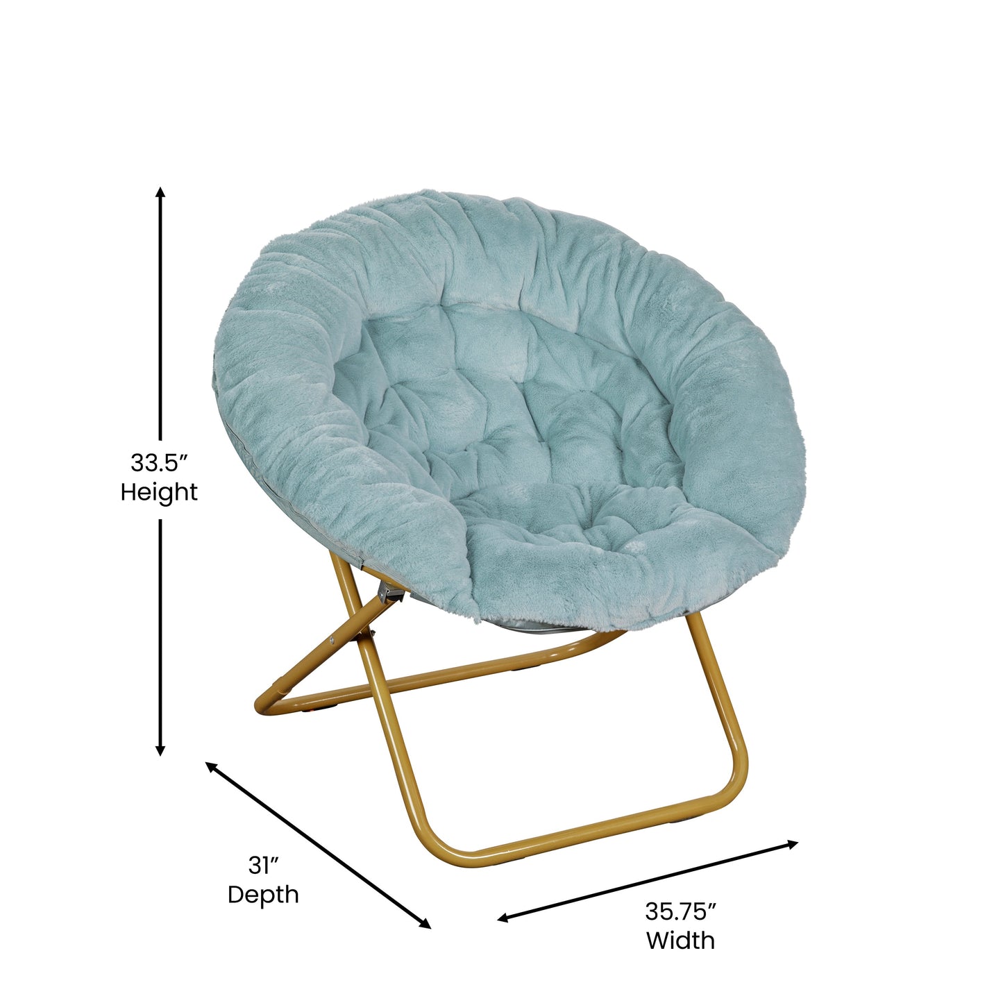 Dusty Aqua XL Fur Saucer Chair FV-FMC-025-DTAQ-SGD-GG