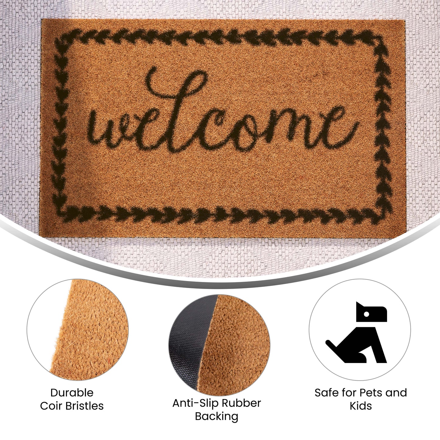 18x30 NAT/BK Welcome Doormat FW-FWGEN410-NATBK-GG