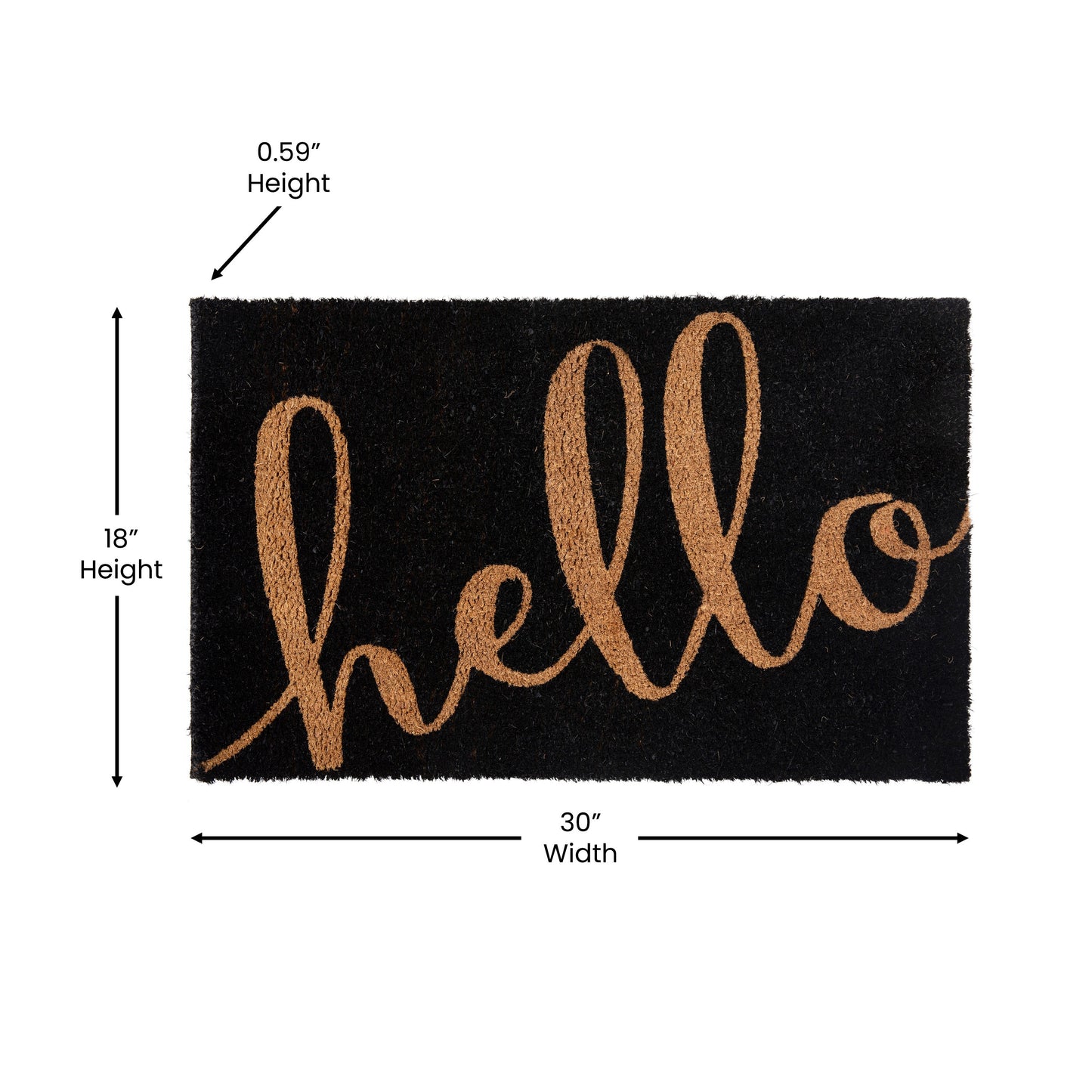 18x30 Black/NAT Hello Doormat FW-FWGEN411-BKNAT-GG