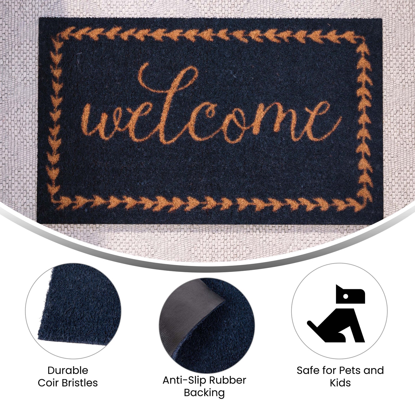 18x30 NVY/NAT Welcome Doormat FW-FWGEN415-NAVNAT-GG