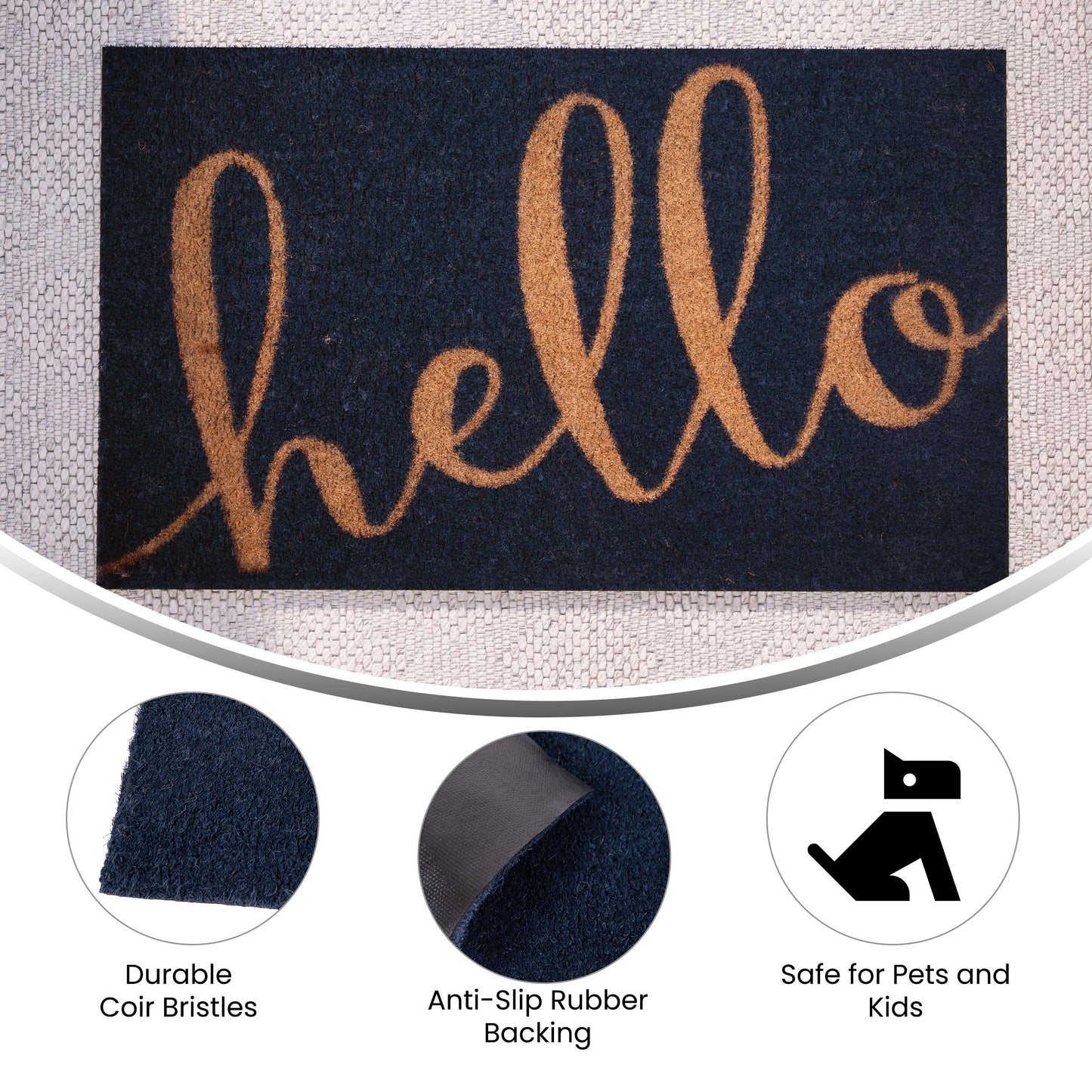 18x30 Navy/NAT Hello Doormat FW-FWGEN417-NAVNAT-GG