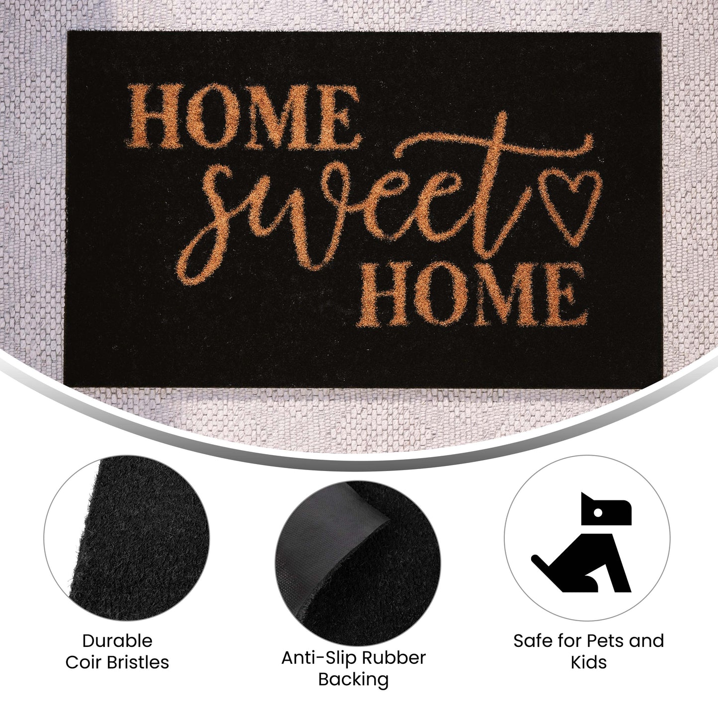 18x30 BK Home Sweet Home Mat FW-FWGEN419-BKNAT-GG