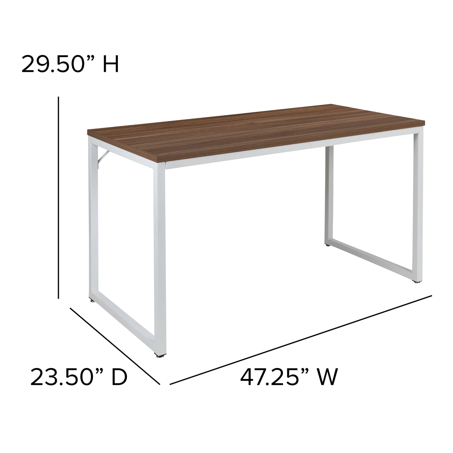 Walnut Commercial Desk GC-GF156-12-WAL-WH-GG