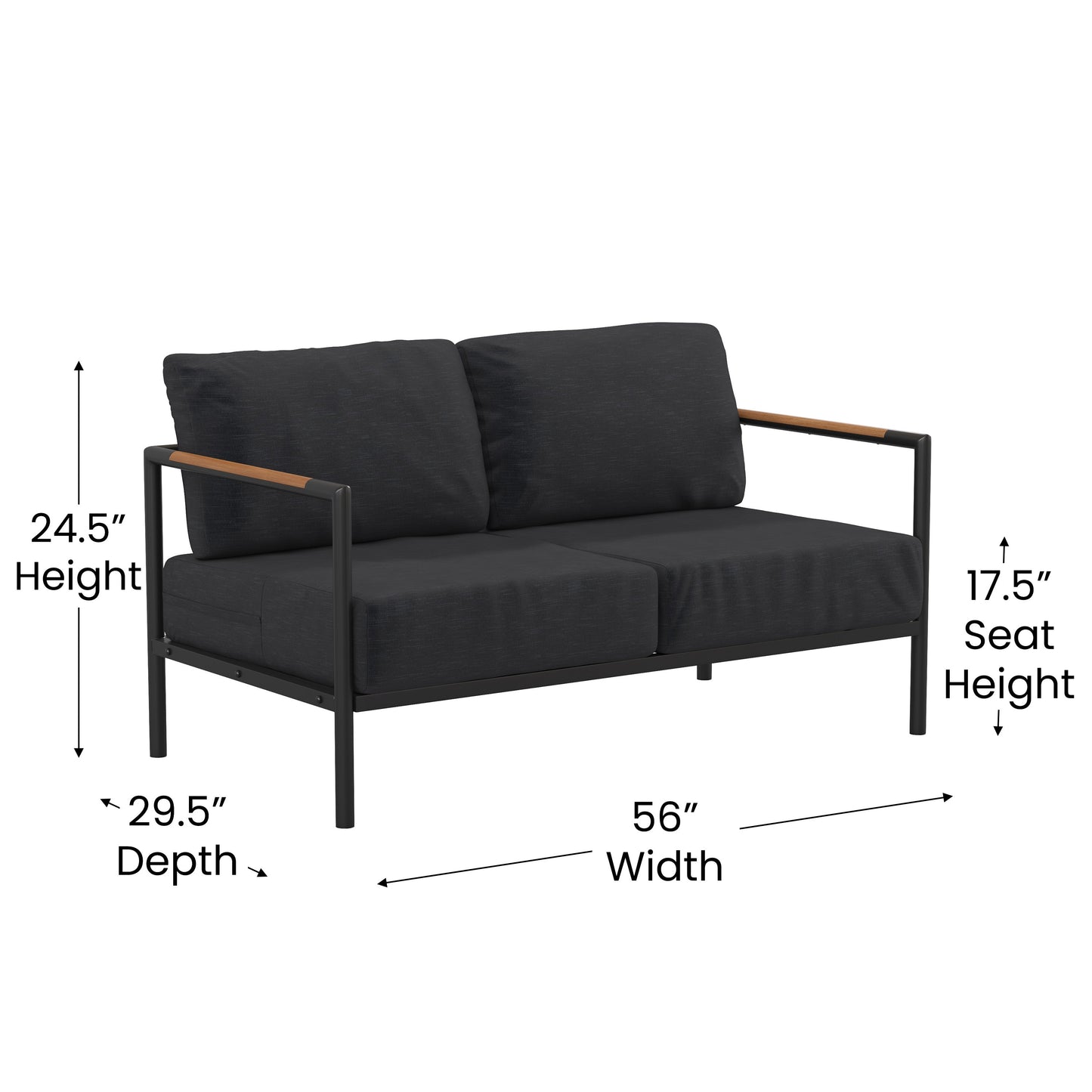 Black Loveseat with Cushions GM-201027-2S-CH-GG