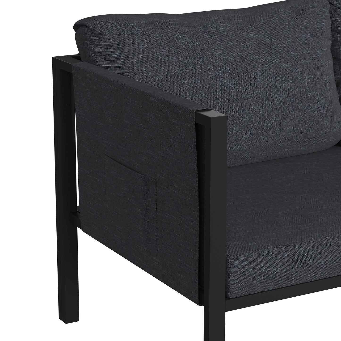 Black Loveseat with Cushions GM-201108-2S-CH-GG