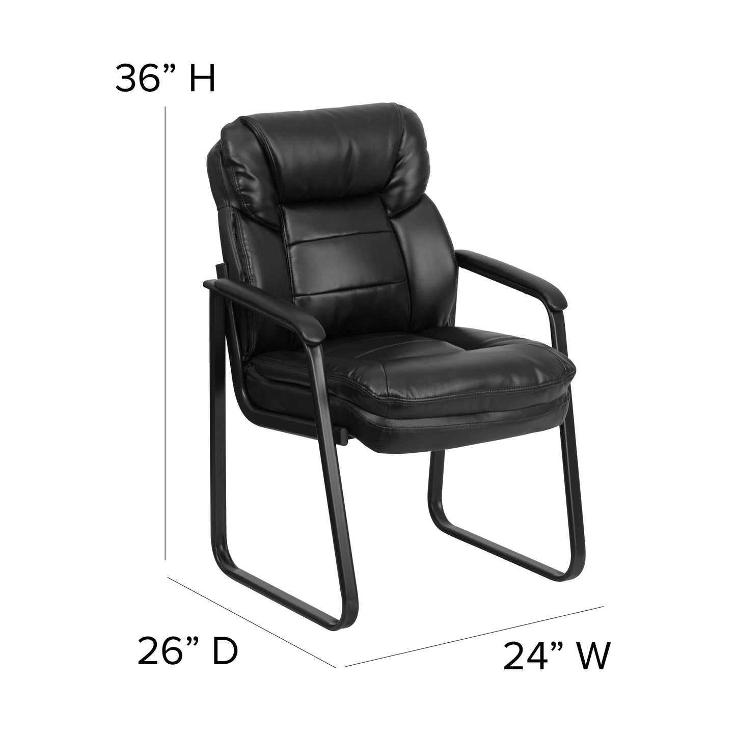 Black Leather Side Chair GO-1156-BK-LEA-GG