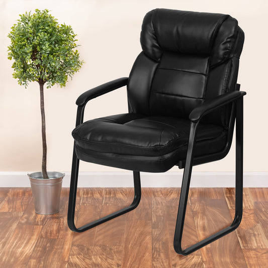 Black Leather Side Chair GO-1156-BK-LEA-GG