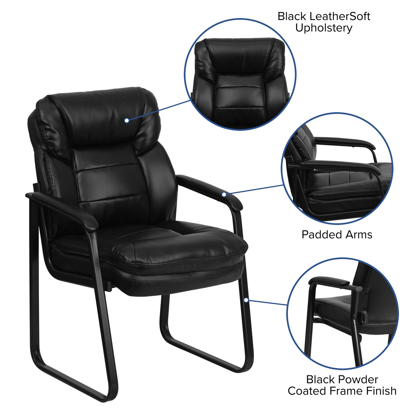 Black Leather Side Chair GO-1156-BK-LEA-GG