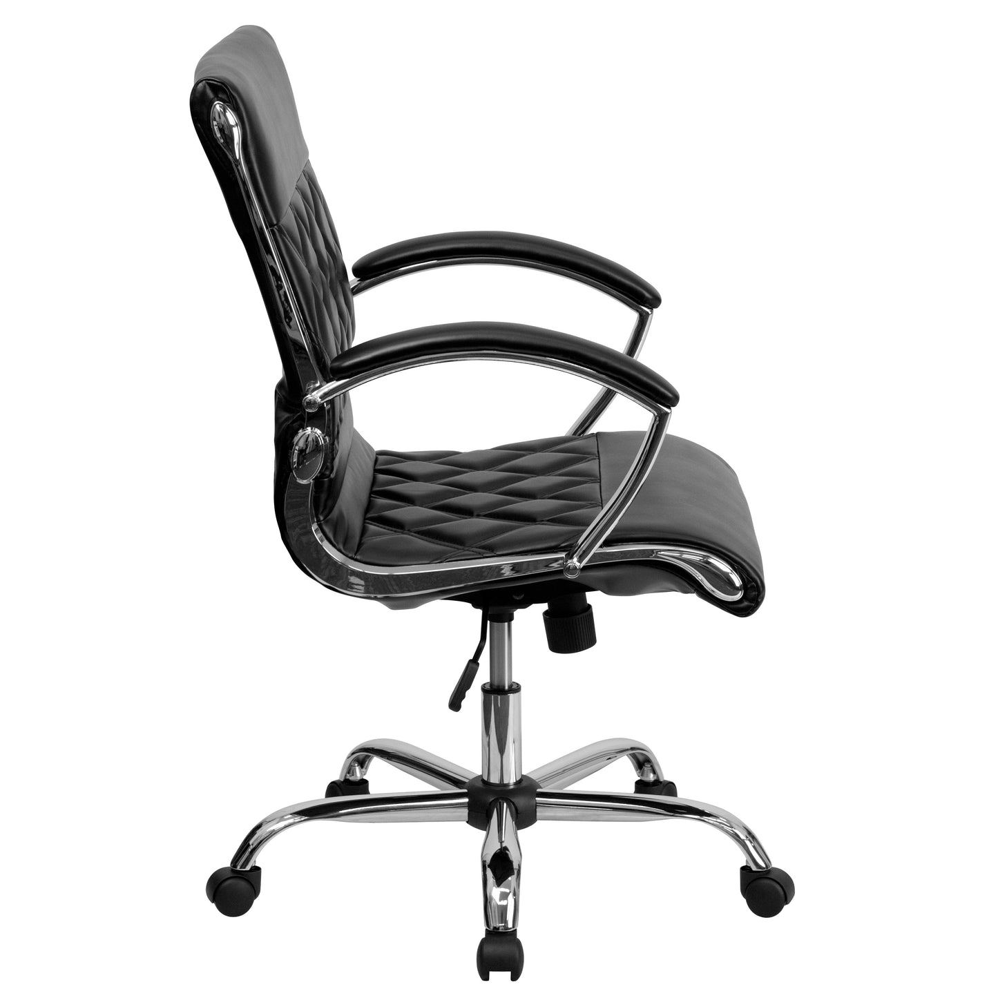 Black Mid-Back Leather Chair GO-1297M-MID-BK-GG