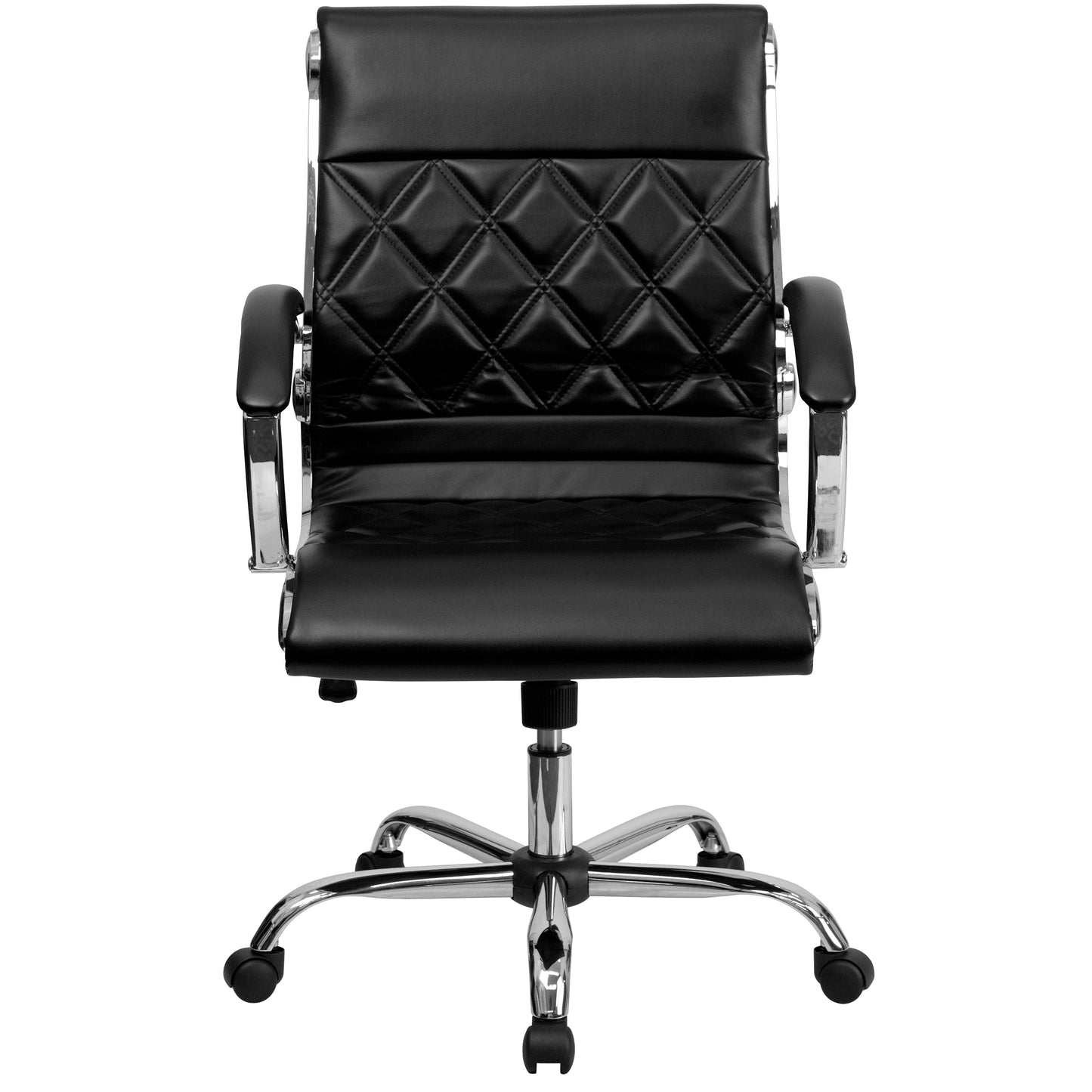 Black Mid-Back Leather Chair GO-1297M-MID-BK-GG