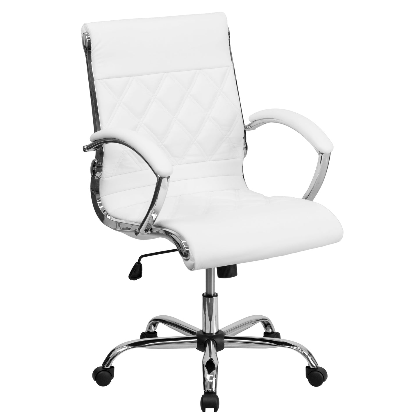 White Mid-Back Leather Chair GO-1297M-MID-WHITE-GG