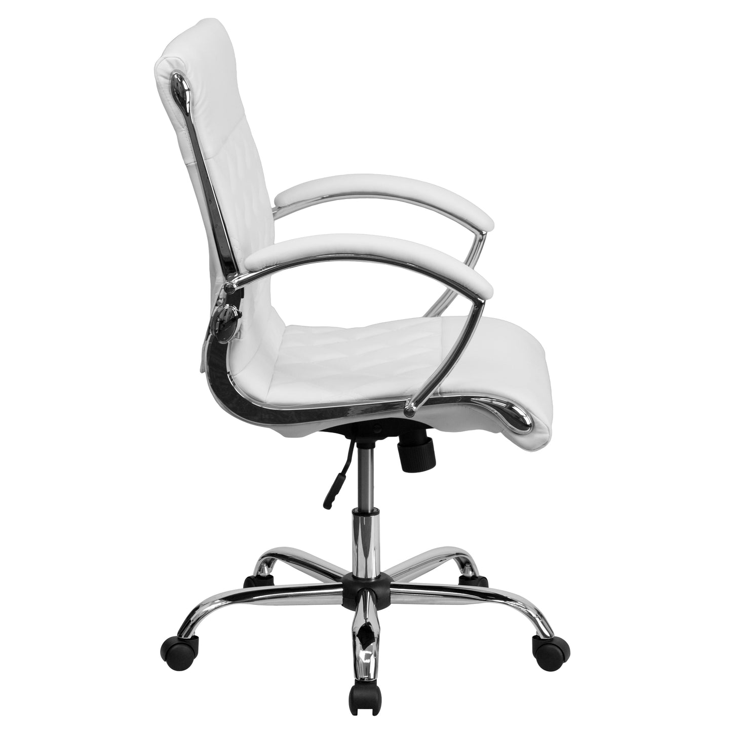 White Mid-Back Leather Chair GO-1297M-MID-WHITE-GG