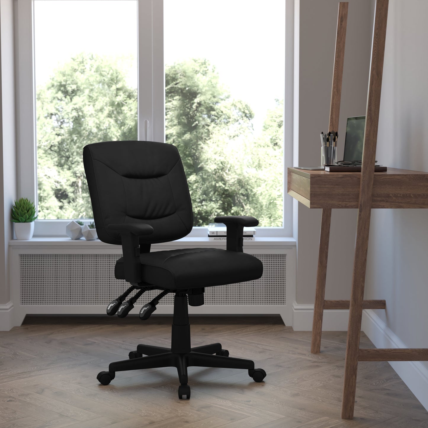 Black Mid-Back Task Chair GO-1574-BK-A-GG