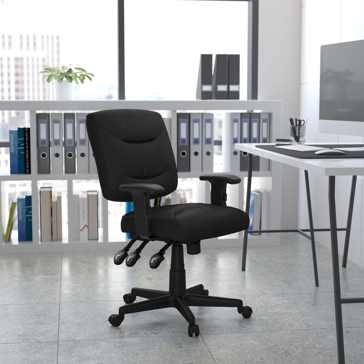 Black Mid-Back Task Chair GO-1574-BK-A-GG