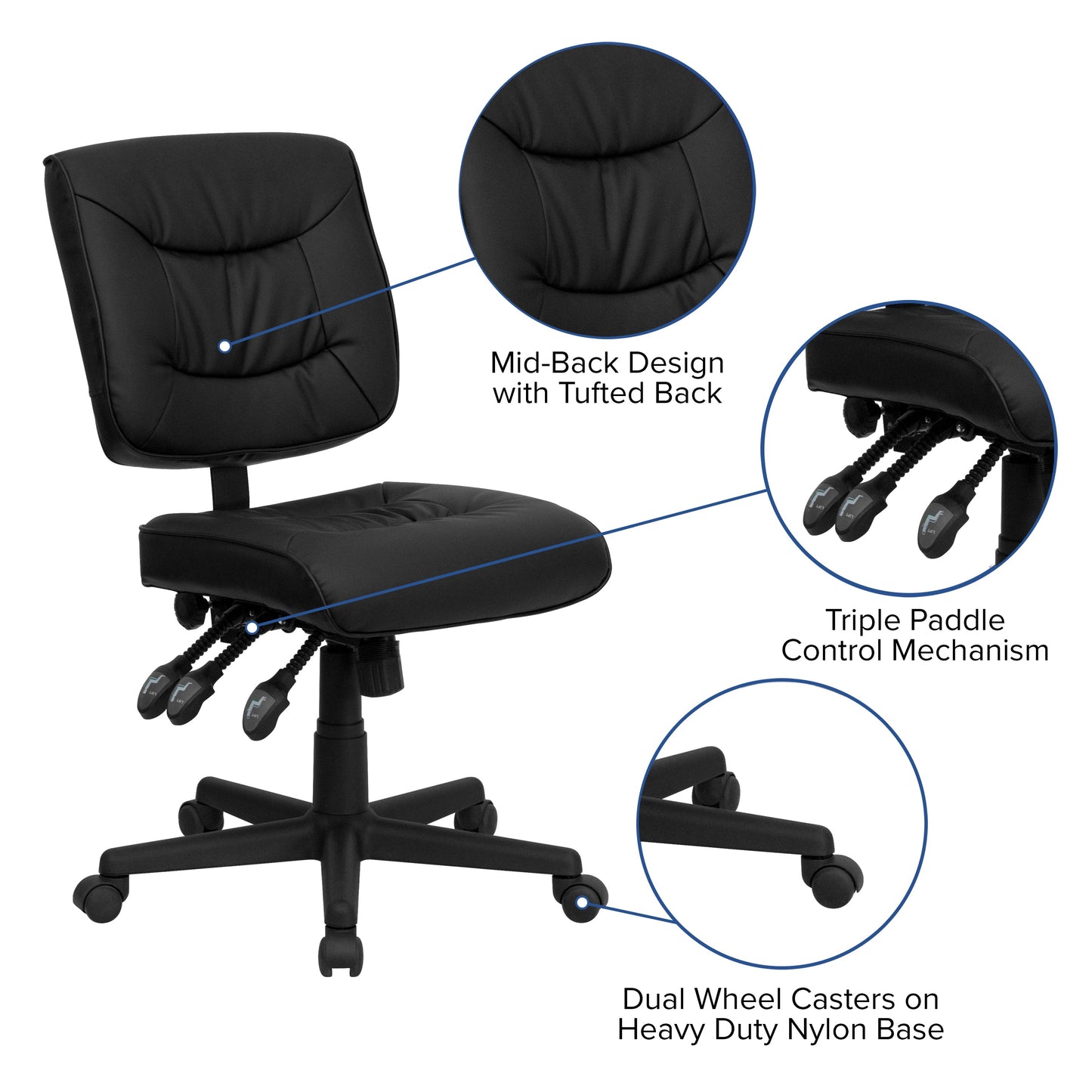 Black Mid-Back Task Chair GO-1574-BK-GG