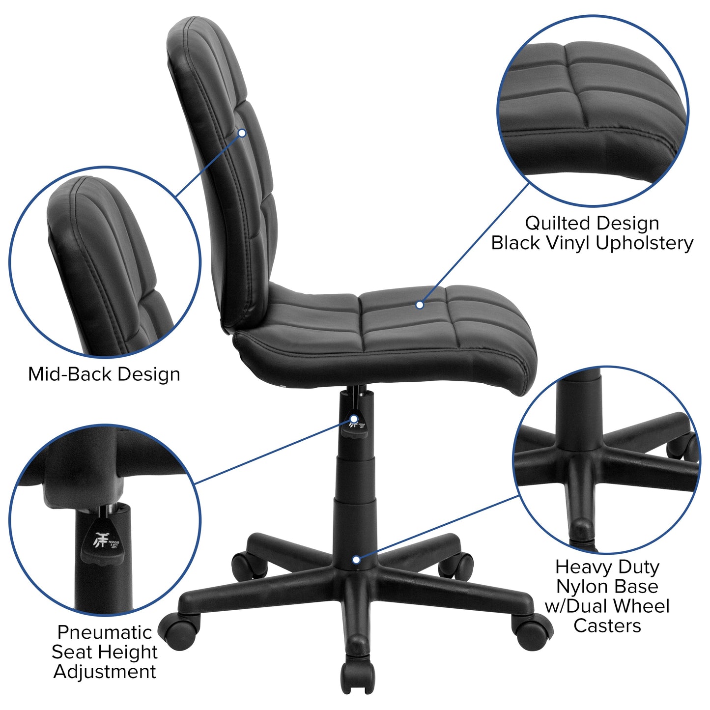 Black Mid-Back Task Chair GO-1691-1-BK-GG