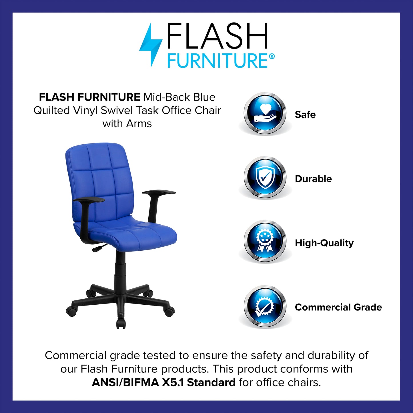 Blue Mid-Back Task Chair GO-1691-1-BLUE-A-GG