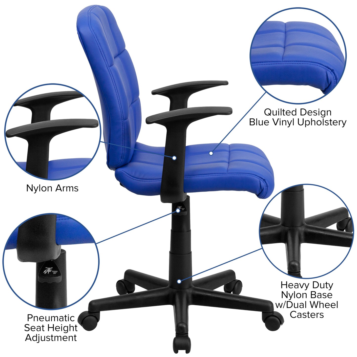 Blue Mid-Back Task Chair GO-1691-1-BLUE-A-GG