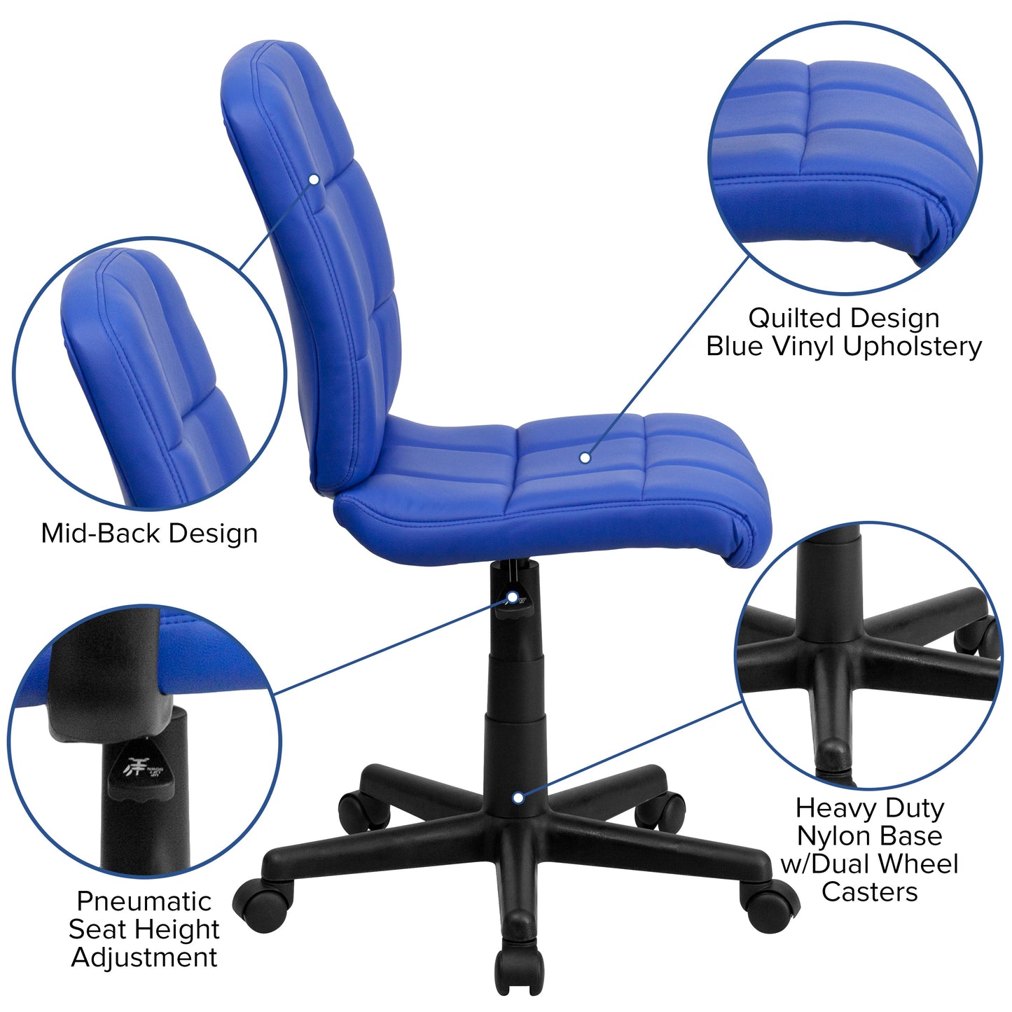 Blue Mid-Back Task Chair GO-1691-1-BLUE-GG