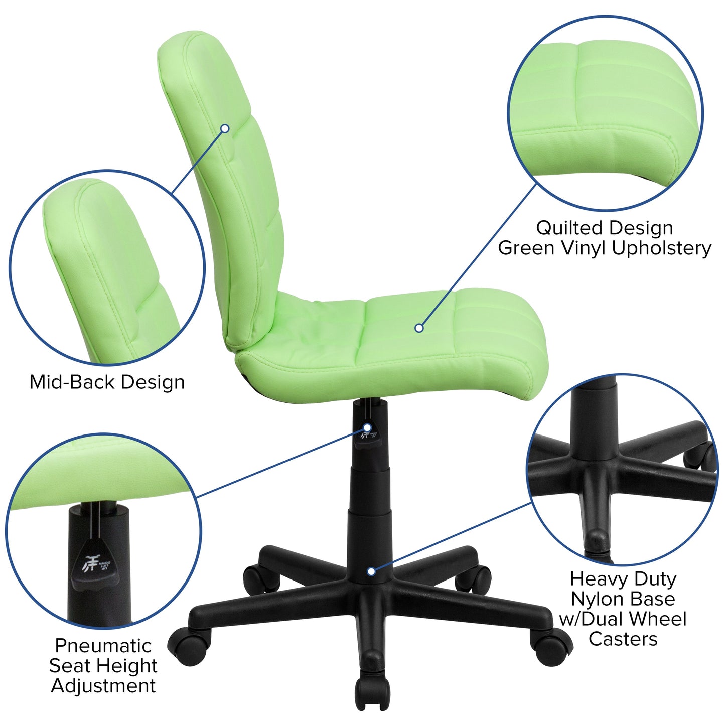 Green Mid-Back Task Chair GO-1691-1-GREEN-GG