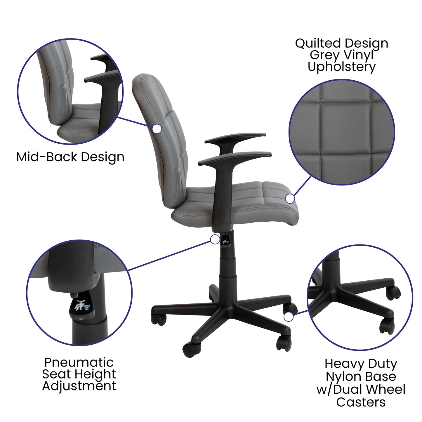 Gray Mid-Back Task Chair GO-1691-1-GY-A-GG