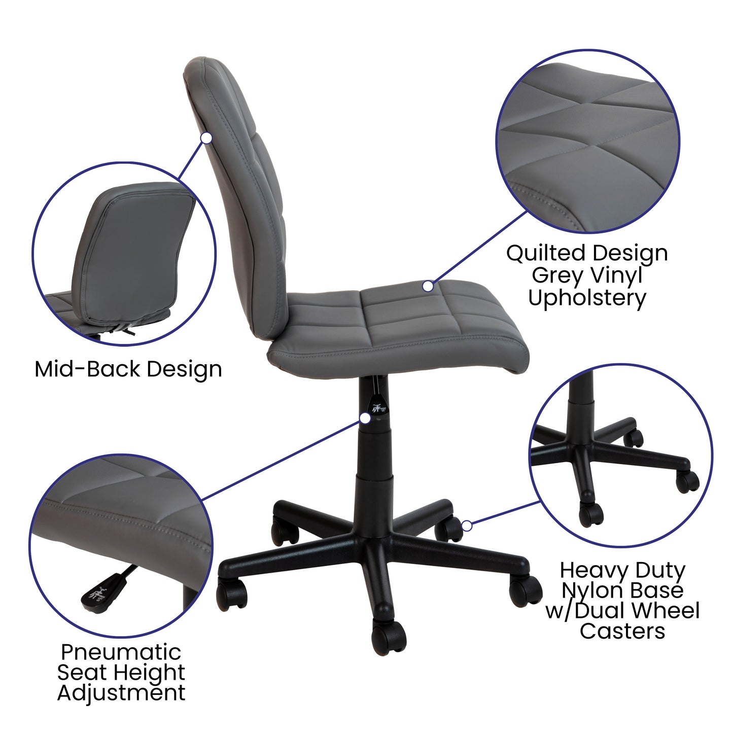 Gray Mid-Back Task Chair GO-1691-1-GY-GG