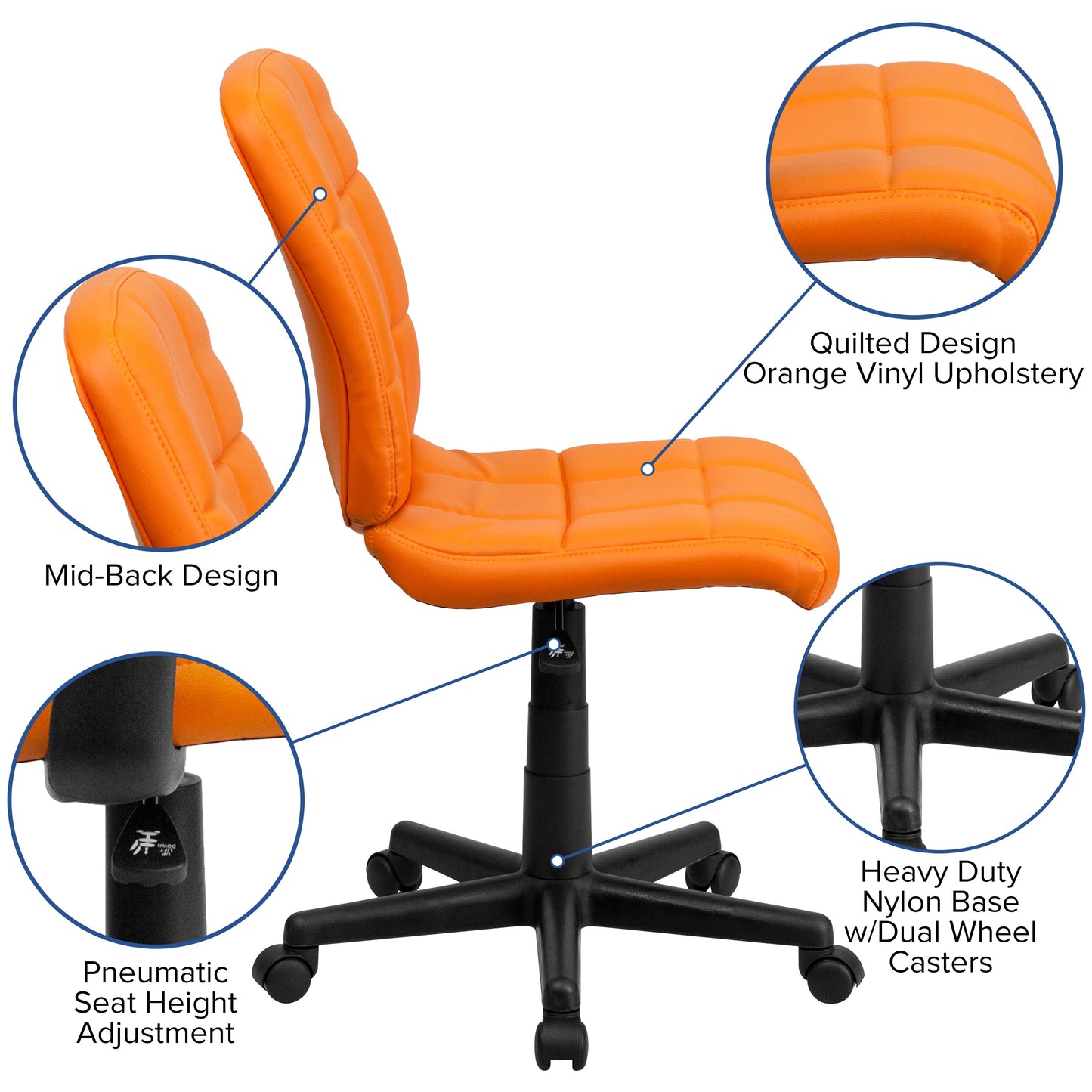 Orange Mid-Back Task Chair GO-1691-1-ORG-GG