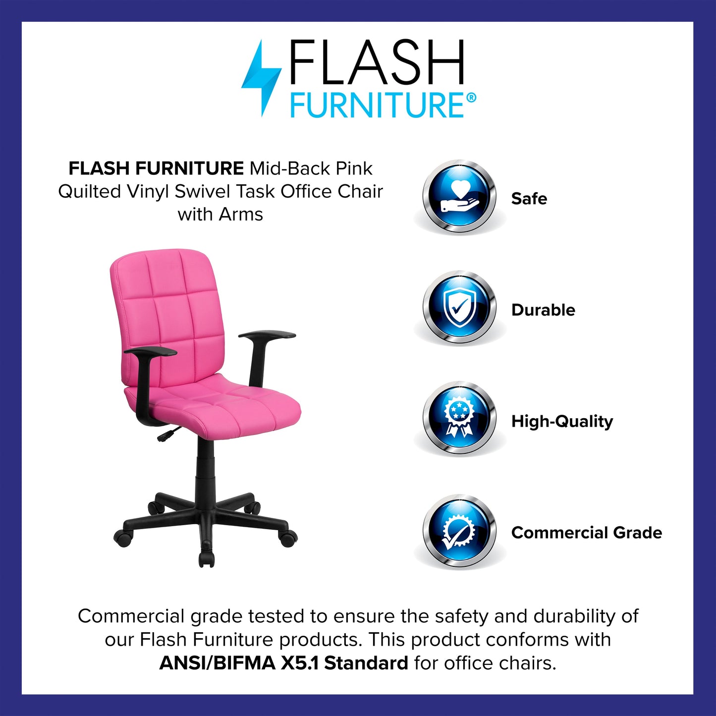 Pink Mid-Back Task Chair GO-1691-1-PINK-A-GG