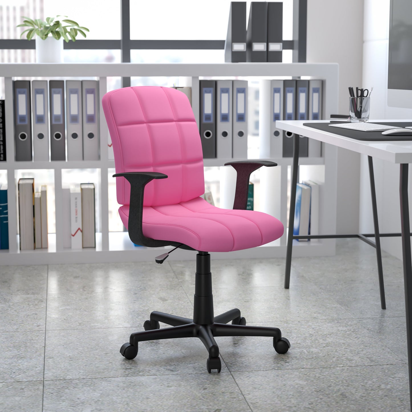 Pink Mid-Back Task Chair GO-1691-1-PINK-A-GG