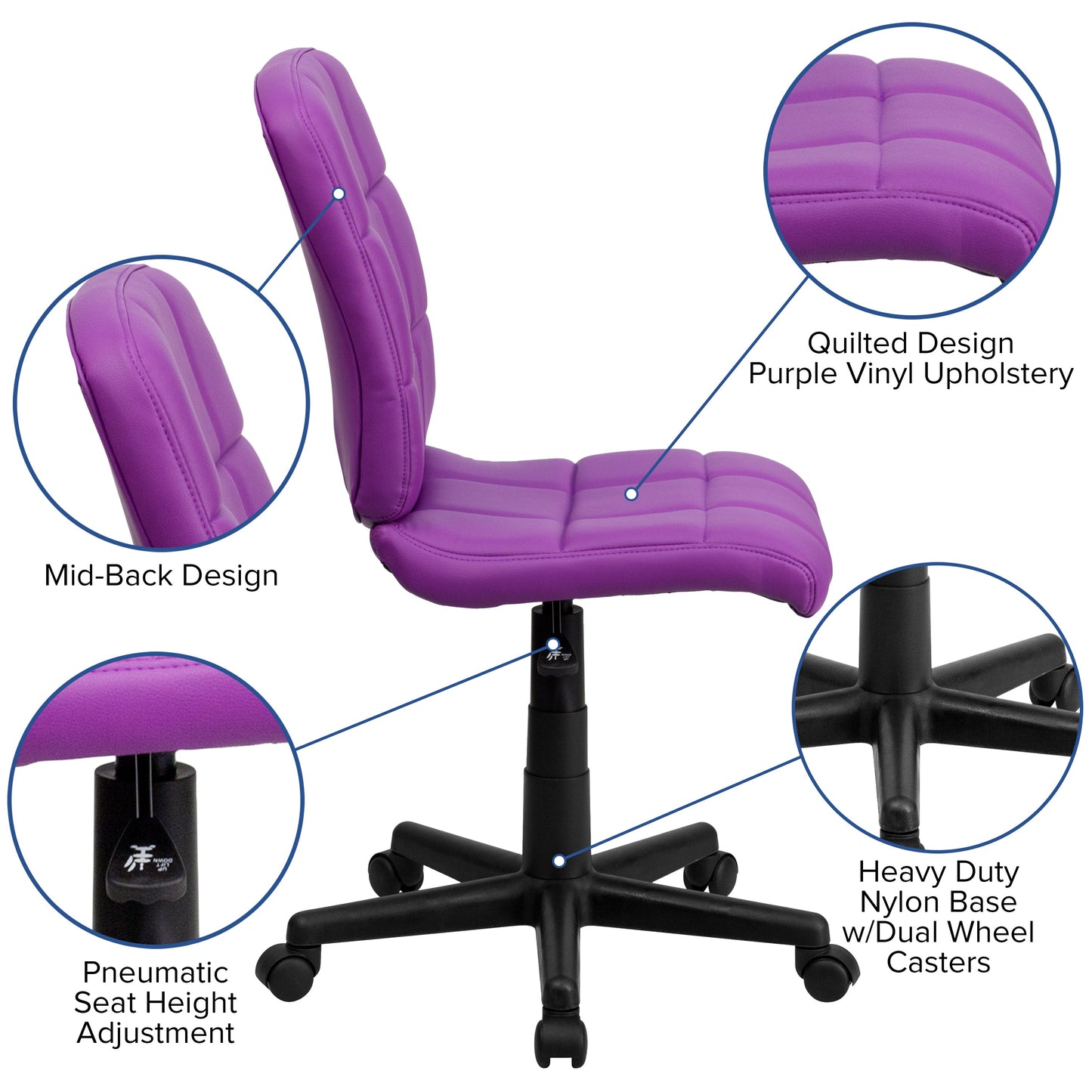 Purple Mid-Back Task Chair GO-1691-1-PUR-GG