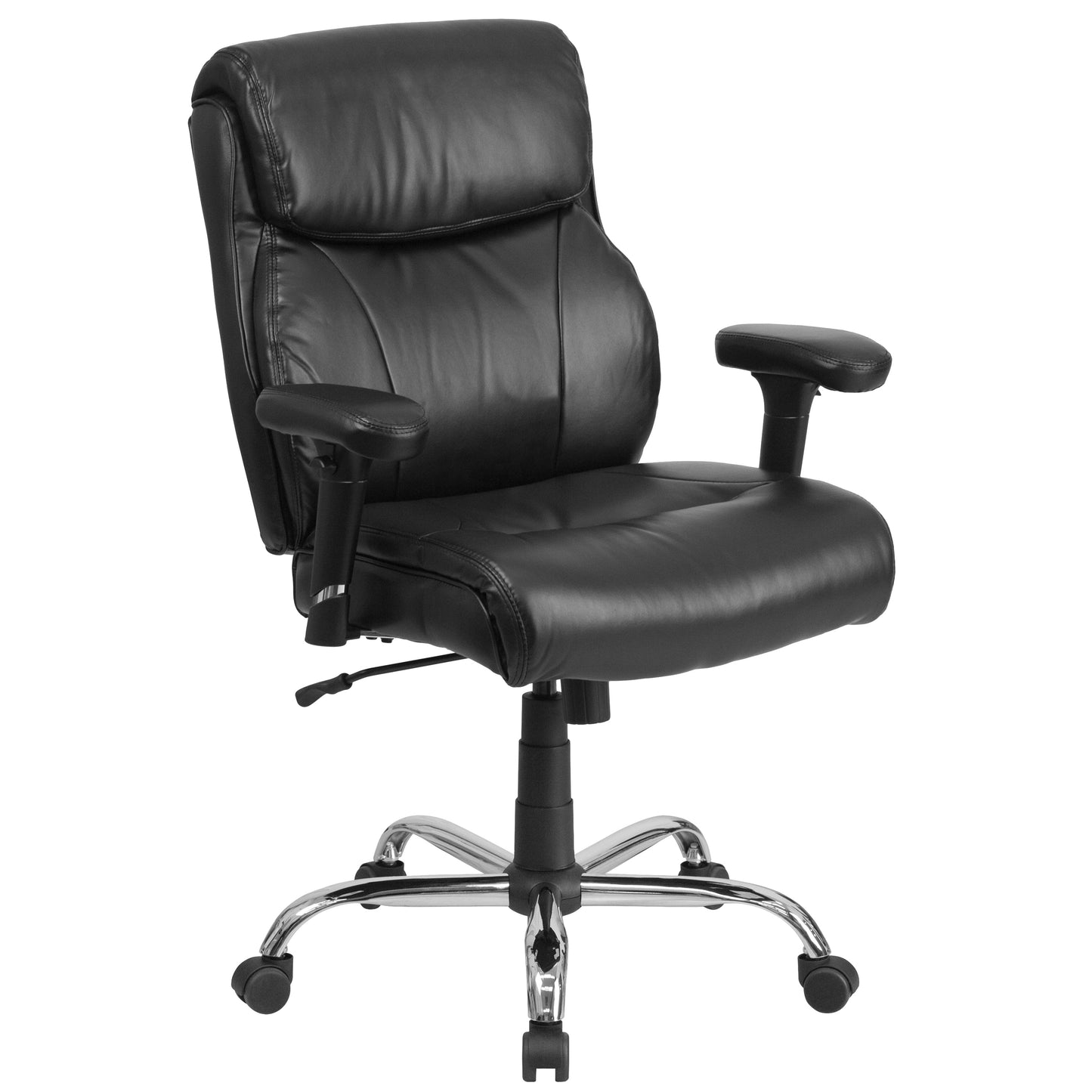 Black 400LB Mid-Back Chair GO-2031-LEA-GG