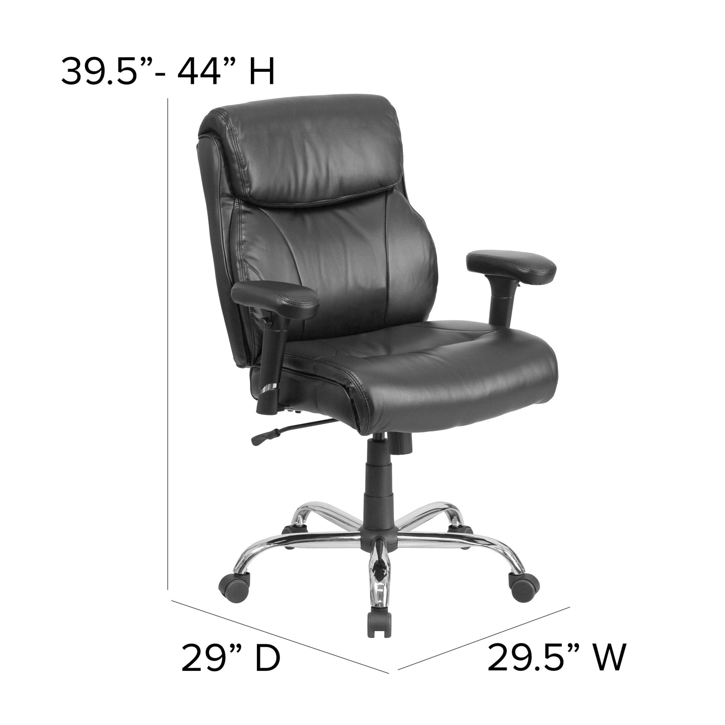 Black 400LB Mid-Back Chair GO-2031-LEA-GG