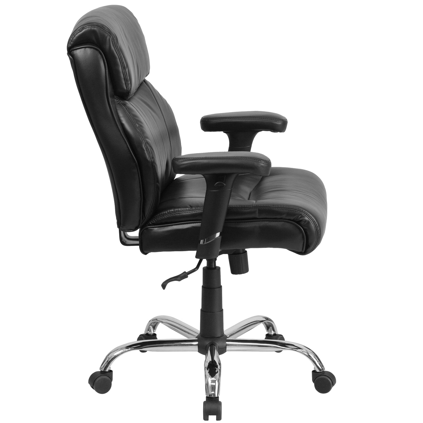 Black 400LB Mid-Back Chair GO-2031-LEA-GG