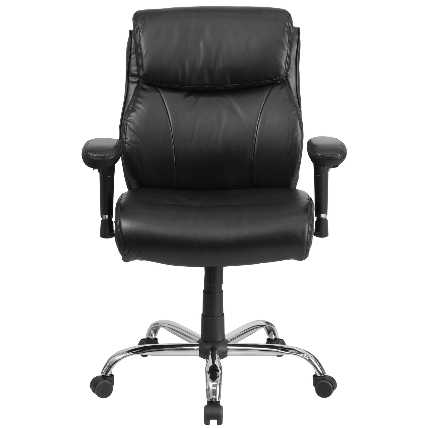 Black 400LB Mid-Back Chair GO-2031-LEA-GG