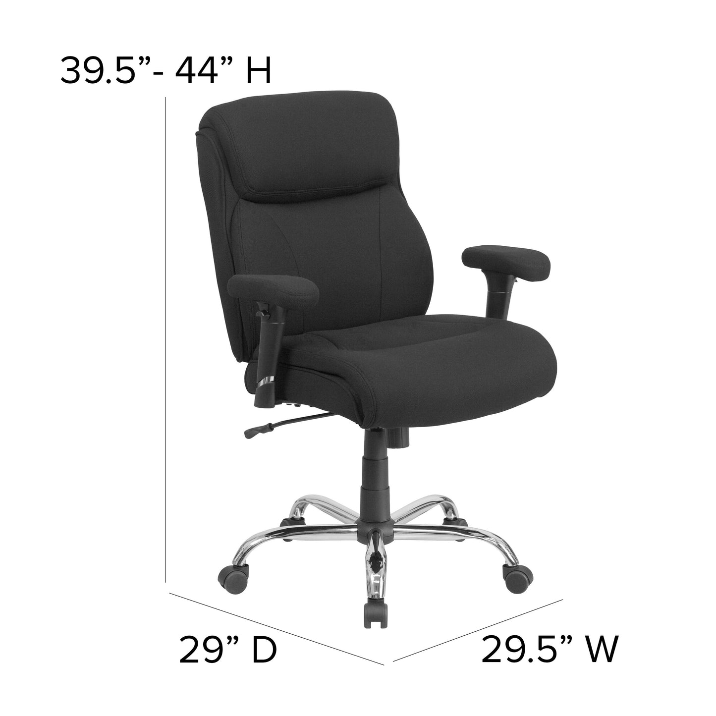 Black 400LB Mid-Back Chair GO-2031F-GG